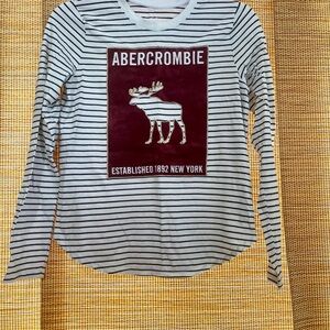 Abercrombie & Fitch Striped Long Sleeve Tee - Black and White